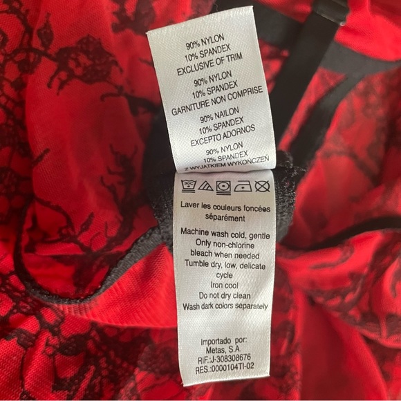 La Senza sheer red and black floral mesh babydoll lingerie - Picture 10 of 10